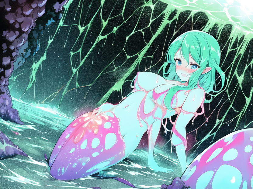 Shy slime girl illustration
